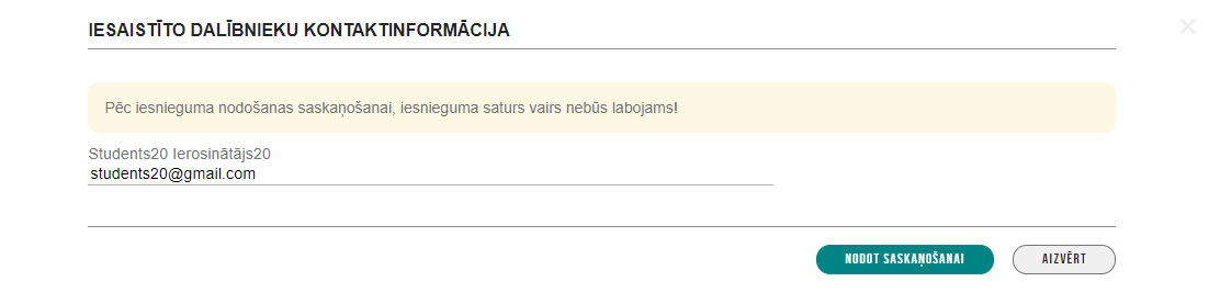 Attēls. Iesniegums par būvdarbu pārtraukšanu nodošana saskaņošanai.