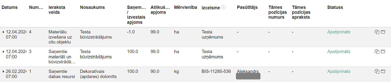 Attēls. Materiālu un būvizstrādājumu saraksts