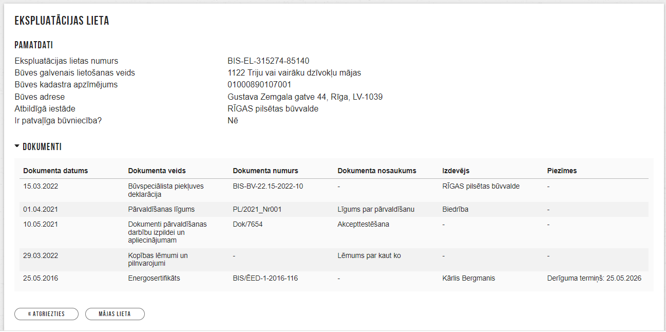 Attēls. Ekspluatācijas lietas publiski pieejamo datu detalizētais skats