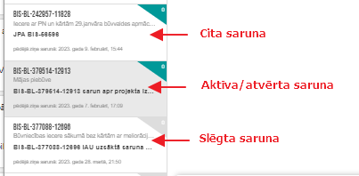 Attēls. Slēgtas sarunas atrādīšana sarakstā.