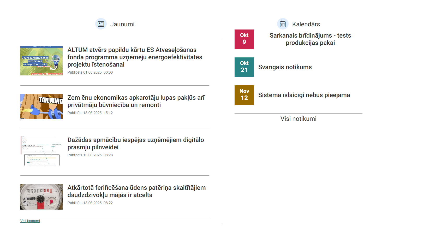 Attēls. Jaunumi un Kalendārs (jaunais dizains).