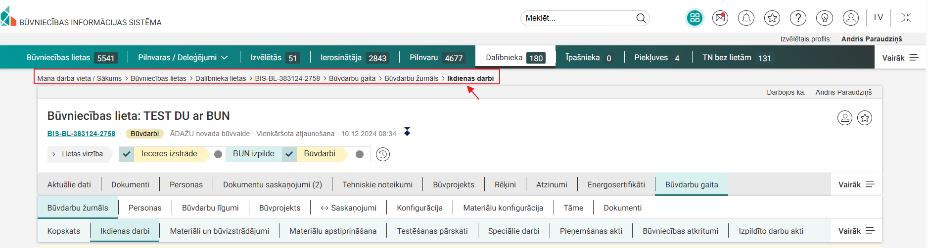 Attēls. Navigācijas ceļš sistēmā.