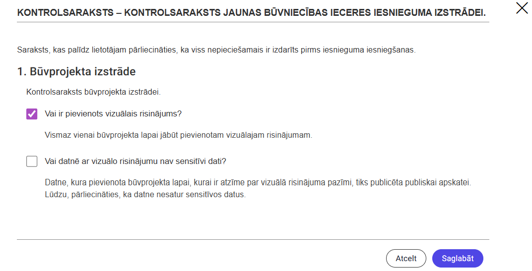 Attēls. Kontrolsaraksta forma.
