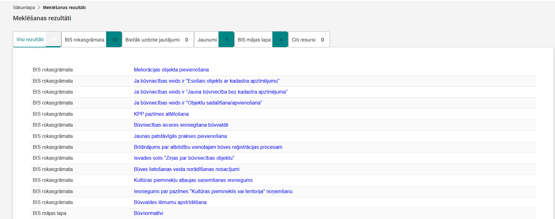 Attēls. Meklēšanas rezultātu atspoguļojums.