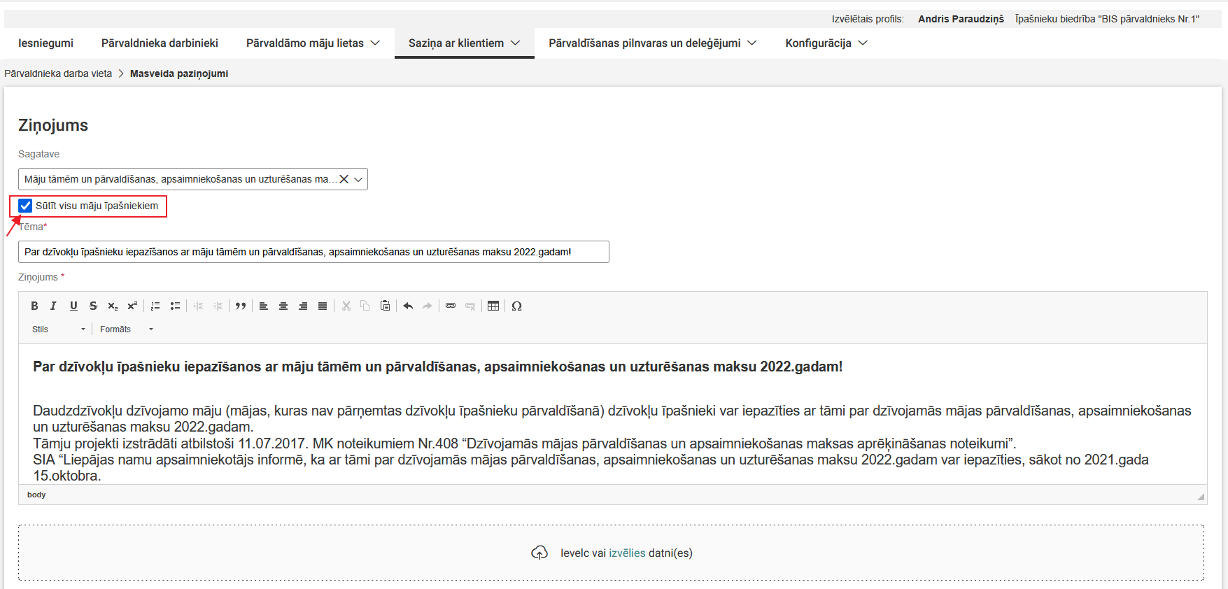Attēls. Sūtīt visu māju īpašniekiem.