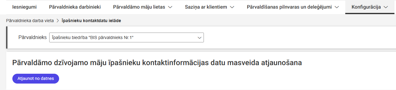 Attēls. Īpašnieku kontaktdatu ielāde.