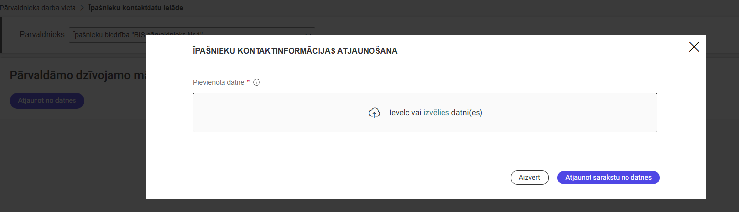 Attēls. Īpašnieku kontaktinformācijas atjaunošana.