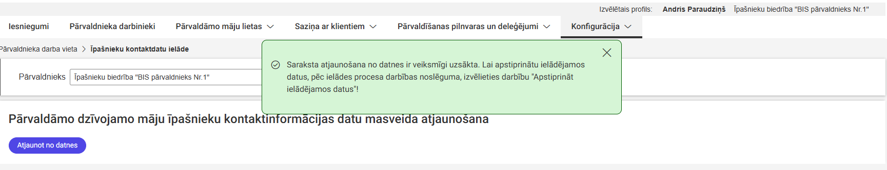 Attēls. Sistēmas paziņojums.