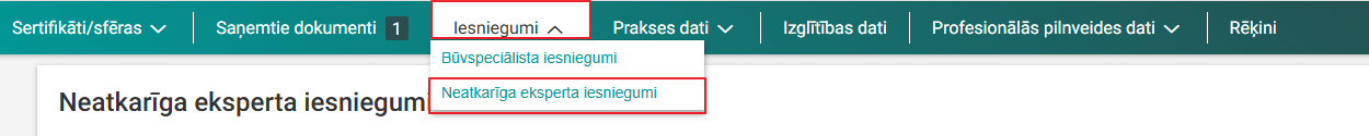 Attēls. Atvērt Neatkarīga eksperta iesniegumu sarakstu.