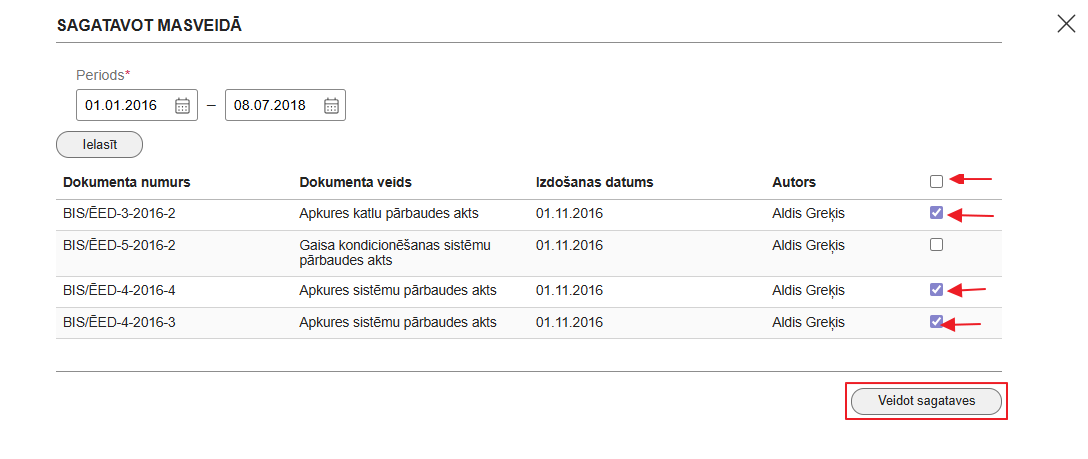 Attēls. Atlasītais energoefektivitātes dokumentu saraksts.