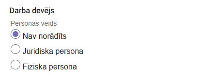 Attēls. Darba devējs - nav norādīts