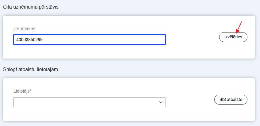 Attēls. Cita uzņēmuma profila izvēle.