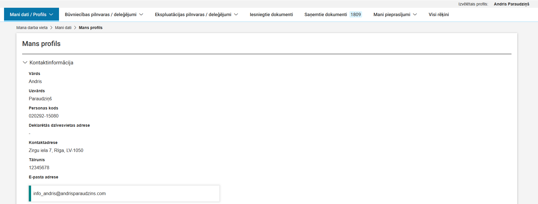 Attēls. Kontaktinformācija.
