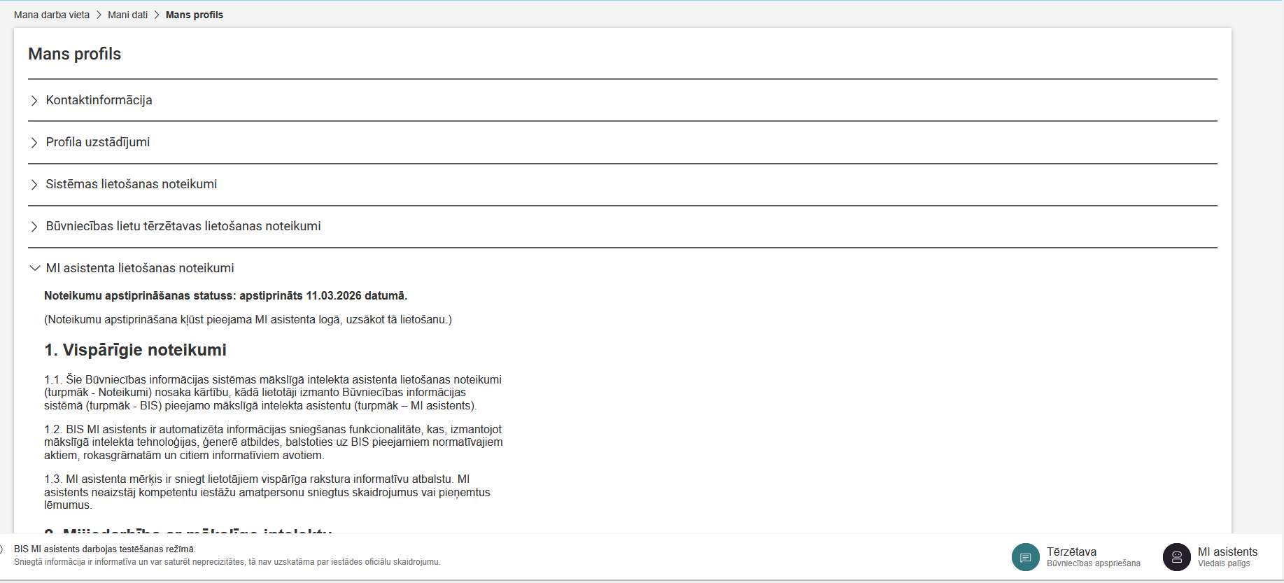 Attēls. MI Asistenta lietošanas noteikumi.