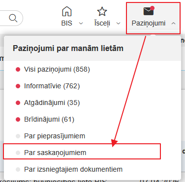 Attēls. Atvērt saskaņojumu sadaļu.