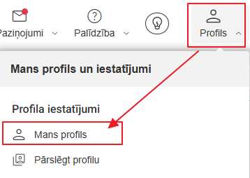 Attēls. Atvērt %22Mans profils%22 sadaļu.