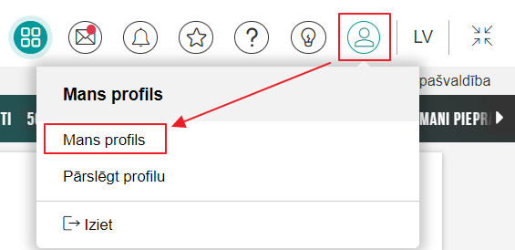 Attēls. Sadaļas %22Mans profils%22 izvēle
