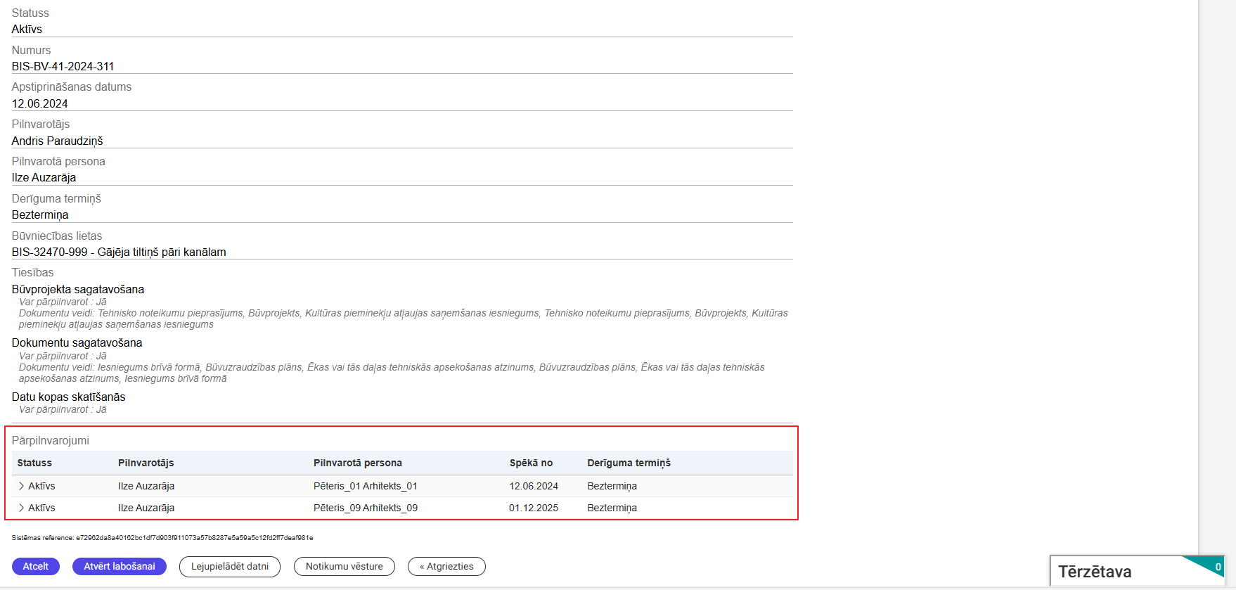 Attēls. Pārpilnvarojumu atrādīšana izsniegtajā pamata pilnvarā.