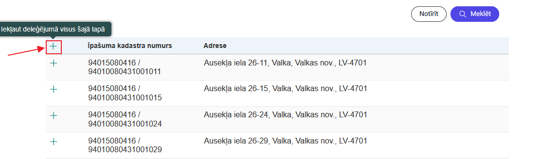 Attēls. Iekļaut deleģējumā visus lapā redzamos objektus