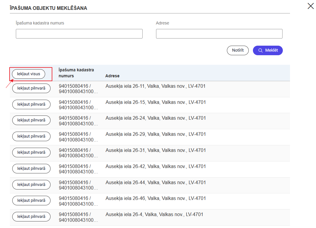 Attēls. Iekļaut pilnvarā visus lapā redzamos objektus.