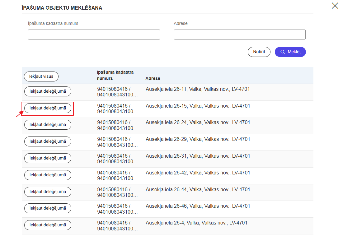 Attēls. Iekļaut deleģējumā vienu objektu.