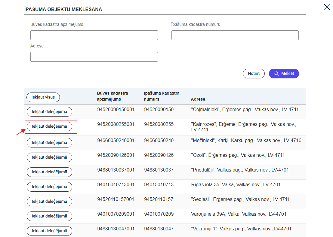 Attēls. Iekļaut deleģējumā vienu objektu.