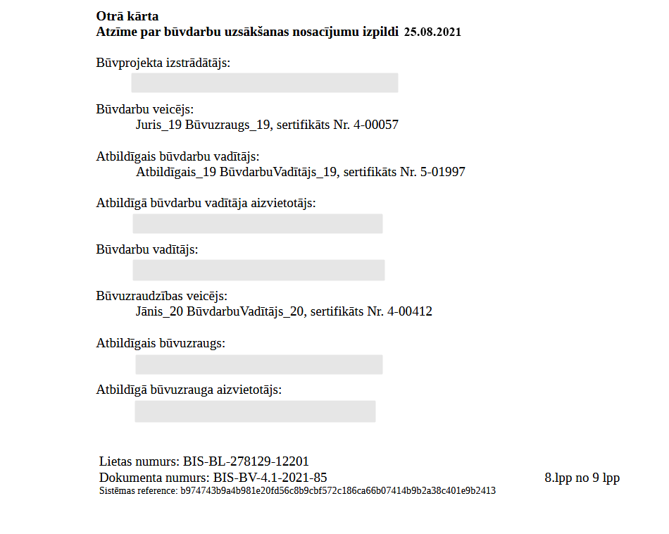 Attēls. Izdrukas piemērs. %22Būvatļauja%22, sadaļa %22Pielikums būvatļaujai%22.