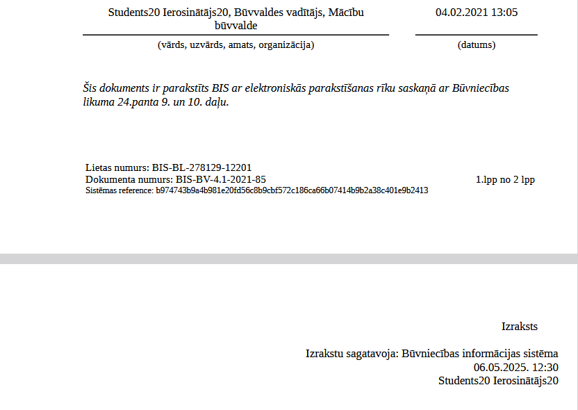 Attēls. Izdrukas piemērs %22Atzīme par BUN izpildi%22.