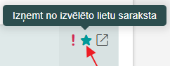 Attēls. Izņemt lietu no Izvēlēto būvniecības lietu saraksta.