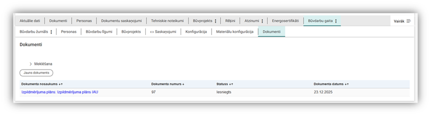 Attēls. Būvdarbu gaita - dokuments Izpildmērījumu plāns.