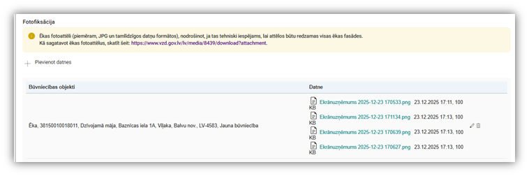 Attēls. Pievienotās fotofiksācijas.