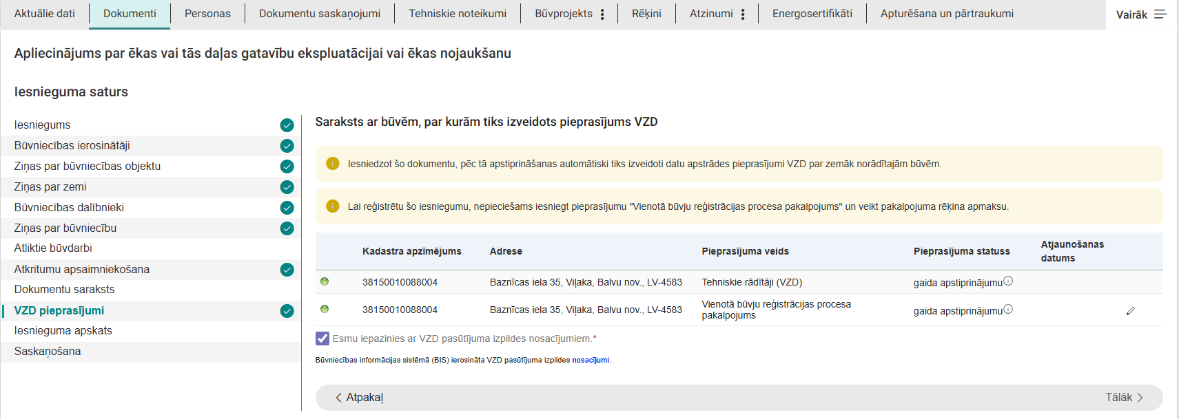 Attēls. Pievienoti visi dokumenti.