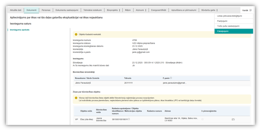 Attēls. Atvērt sadaļu %22Pakalpojumi%22.