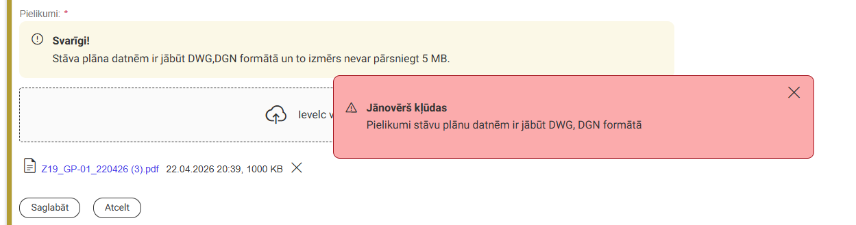 Attēls. Stāvu plāna datnes formāta kontrole.