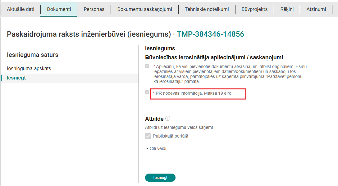 Attēls.Apliecinājumi pirms iesniegšanas būvvaldei.