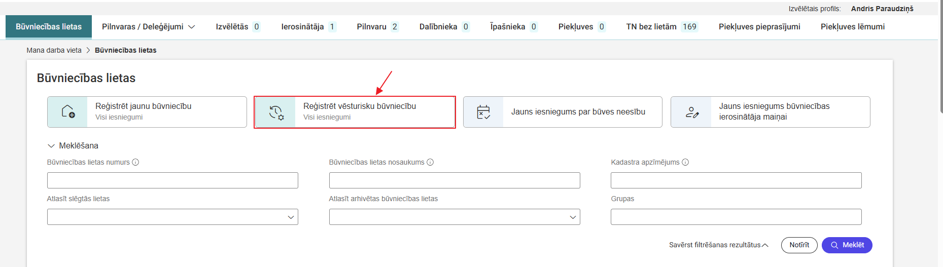 Attēls. Reģistrēt vēsturisku būvniecību.