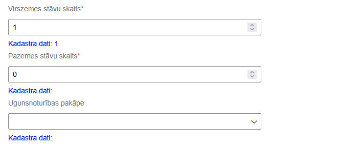 Attēls. Ziņas par būvniecības objektu - Bloks %22Raksturlielumi%22.