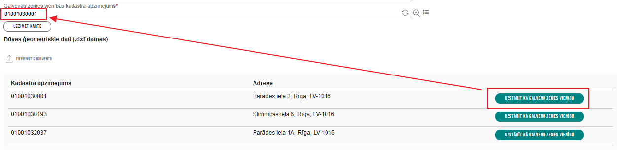Attēls. Galvenās zemes vienības uzstādīšana.