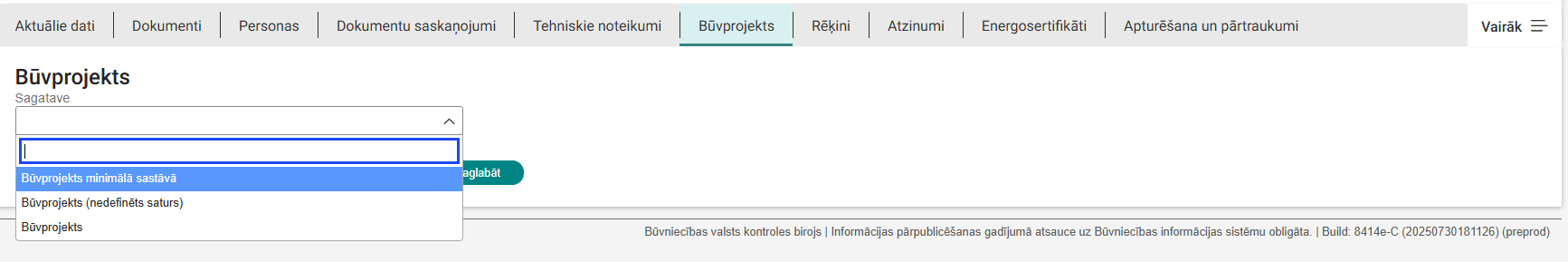 Attēls. Būvprojekta sagataves izveidošana.