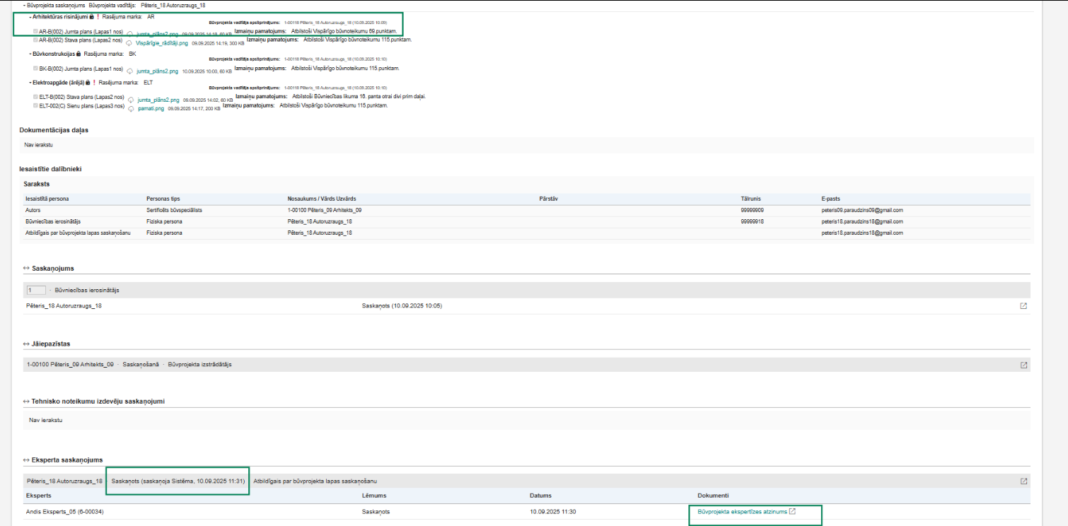 Attēls. Būvprojekta lapas saskaņojums.