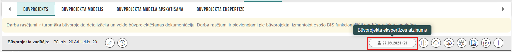 Attēls. Poga %22Būvprojekta ekspertīzes atzinums%22.