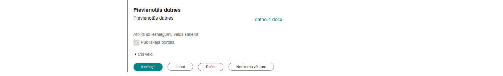 Attēls. Kultūras pieminekļu atļaujas saņemšanas iesnieguma kopskats.