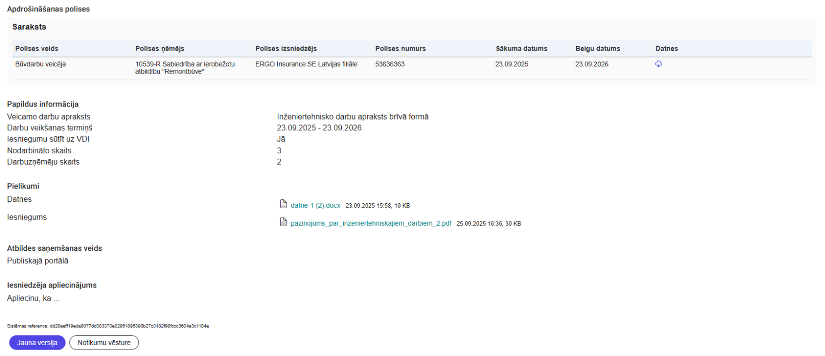 Attēls. Jaunas versijas veidošanas opcija.