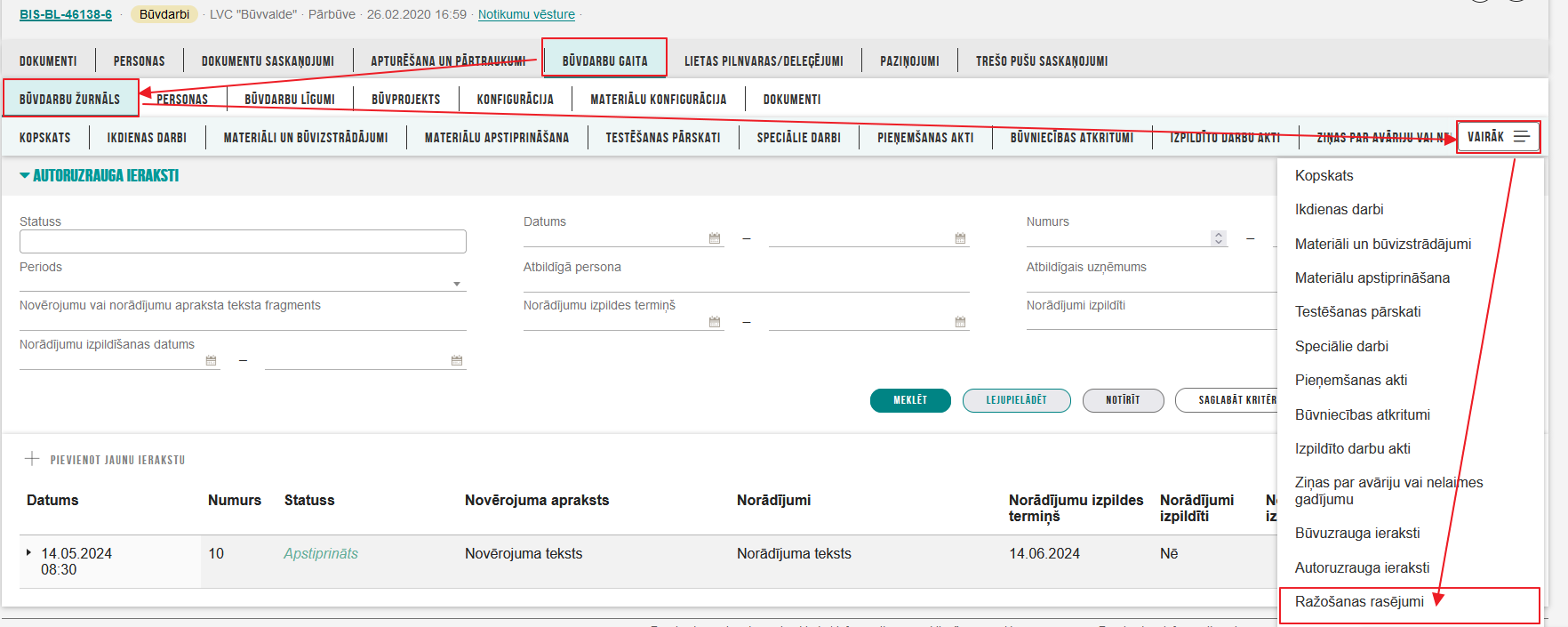 Attēls. Atvērt sadaļu %22Ražošanas rasējumi%22.