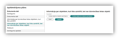 Attēls. Informācija par objektiem, kuri tika uzmērīti, bet nav būvniecības lietas objekti