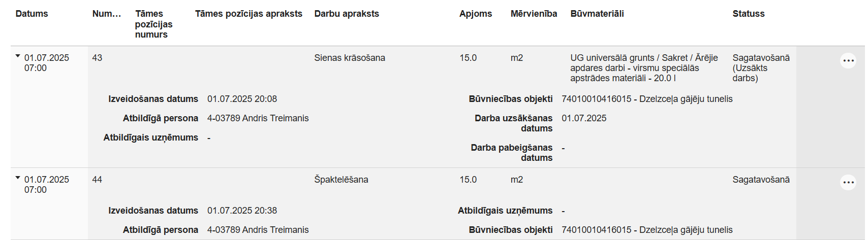 Attēls. Ikdienas ieraksta izvērstais skats.