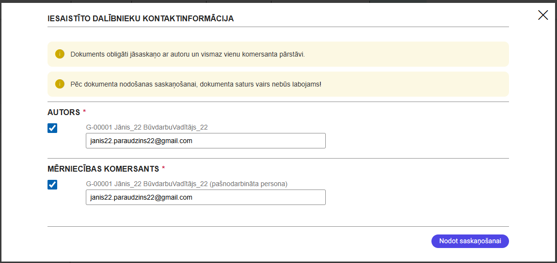 Attēls. Pašnodarbinātas persona pie nodošanas saskaņošanai.