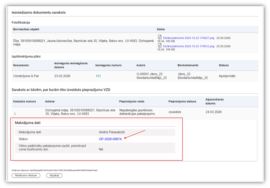 Attēls. Rēķina atrādīšana deklarācijā.