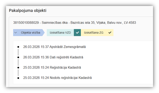 Attēls. Objekta virzības josla.