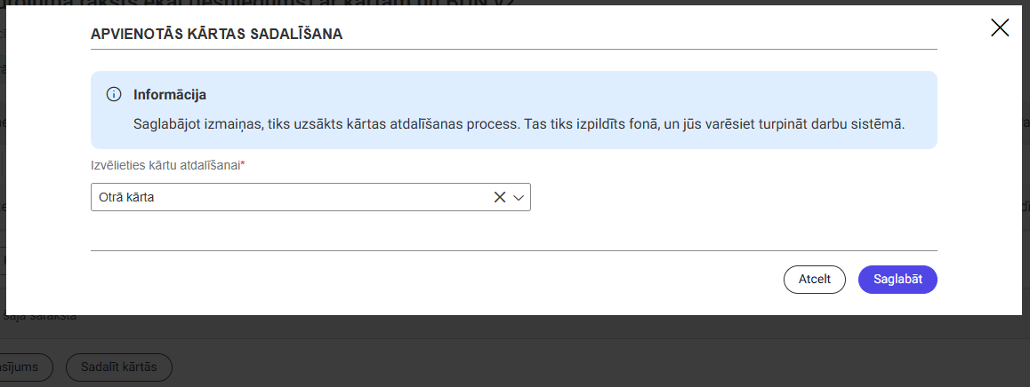 Attēls. Apvienotās kārtas sadalīšanas logs.